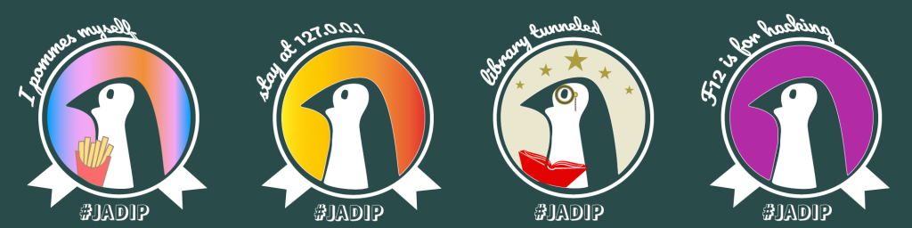 Vier Pinguin-Badges