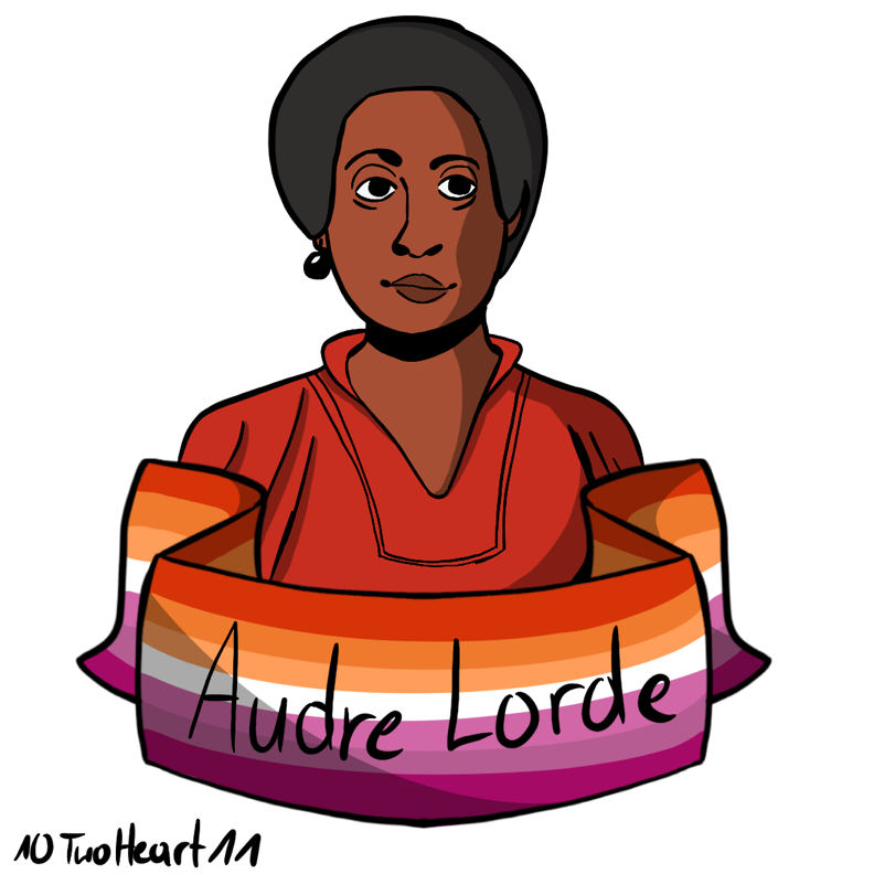 Cartoon portrait of Audre Lorde