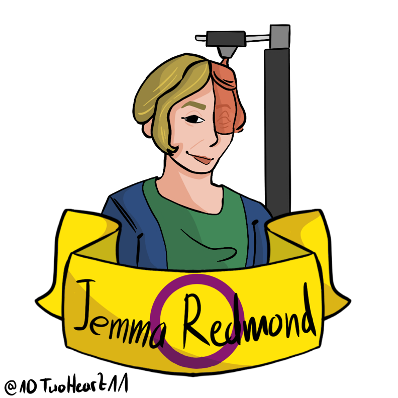 Cartoon portrait of Jemma Redmond