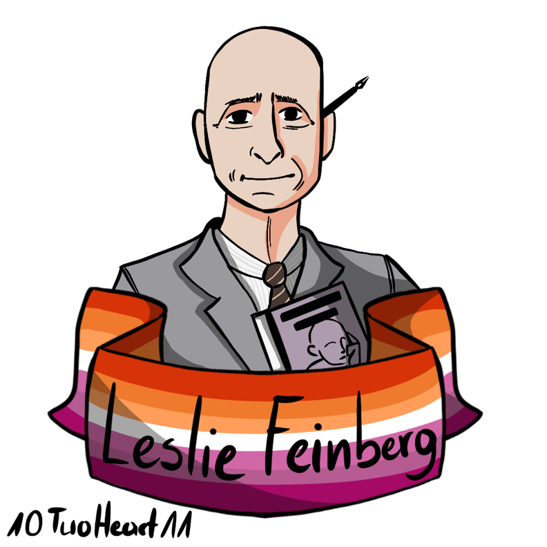 Cartoon portrait of Leslie Feinberg