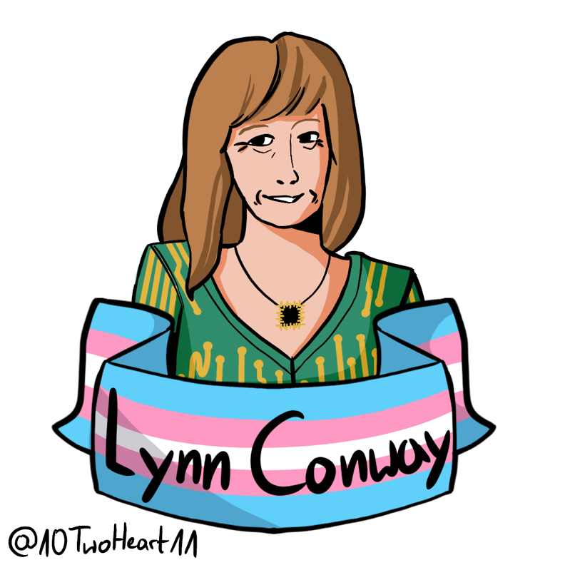 Cartoon portrait of Lynn Conway