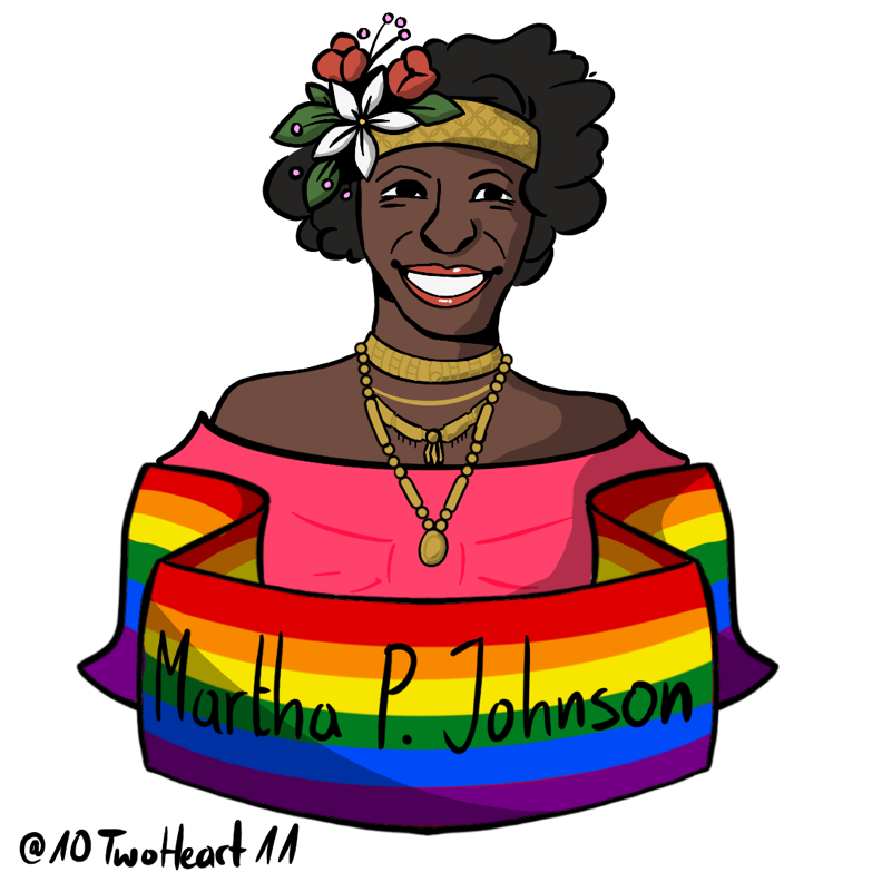Cartoon portrait of Martha P. Johnson