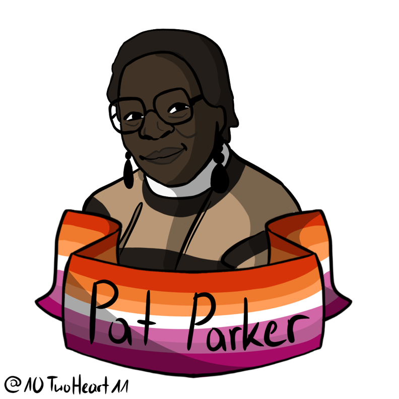 Cartoon portrait of Pat Parker